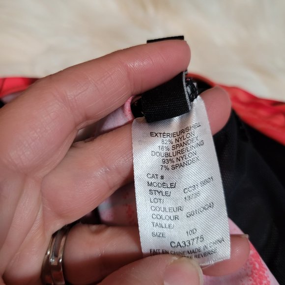 Byron Bay Australia Red Orange One Piece Swimsuit Coral Black Patterned Size 10 - Picture 10 of 10